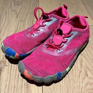 Girls Pink Athletic Water Shoes with Multicolor Soles